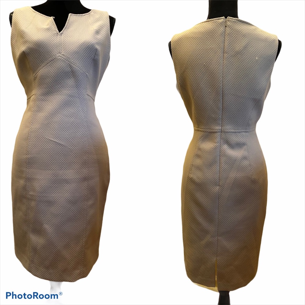 Anne Klein Tan V-neck Dress Size 10 sleeveless EUC